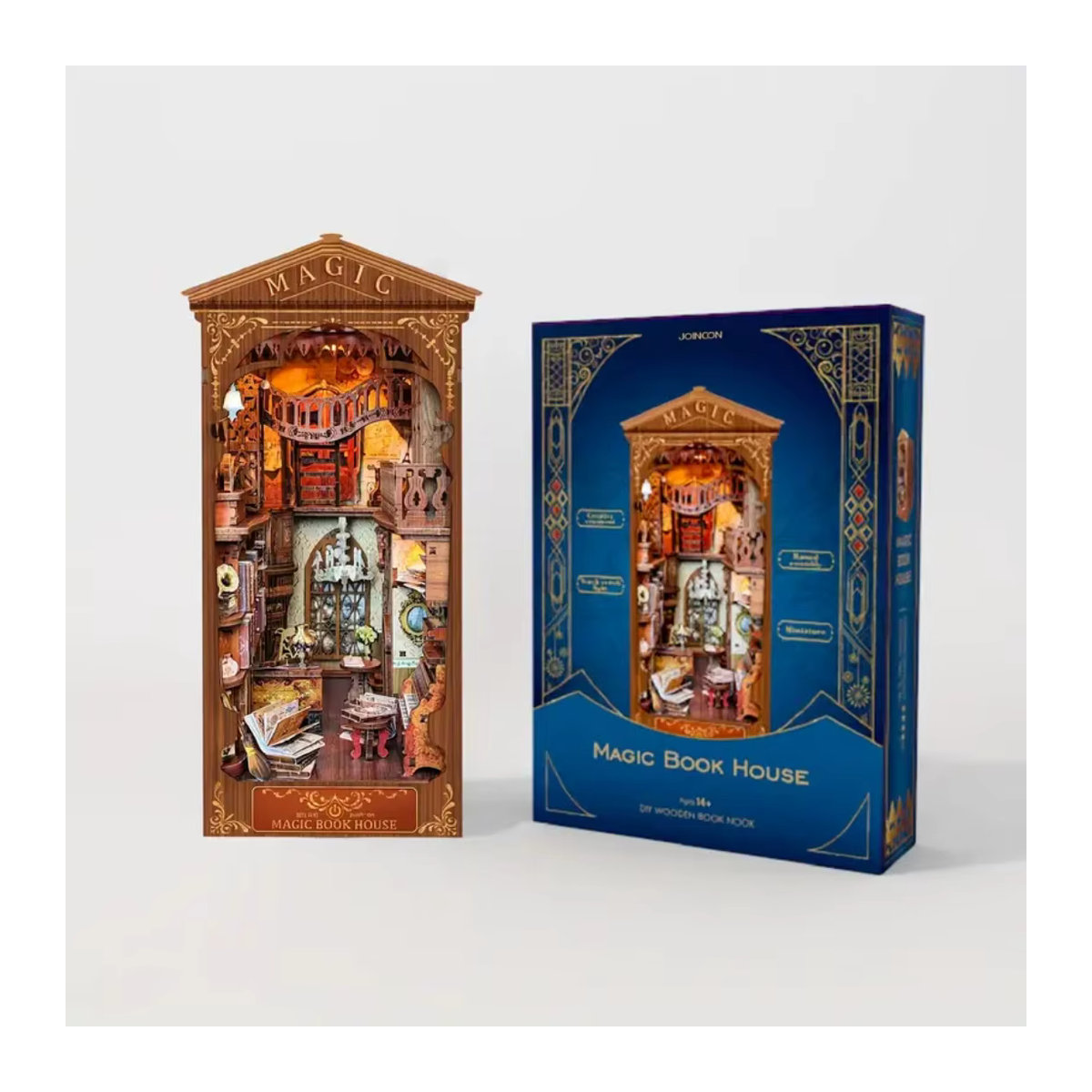 DIY-Buchwinkel-Kit aus Holz als dekoratives Montagemodell im Vintage-Stil mit floralem Design, mehrfarbig - Bild 6