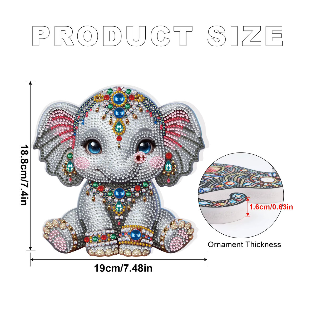 DIY Diamant-Malerei-Set Elefant in Grau für Erwachsene mit unregelmäßiger Form zur Tischdekoration - Bild 3