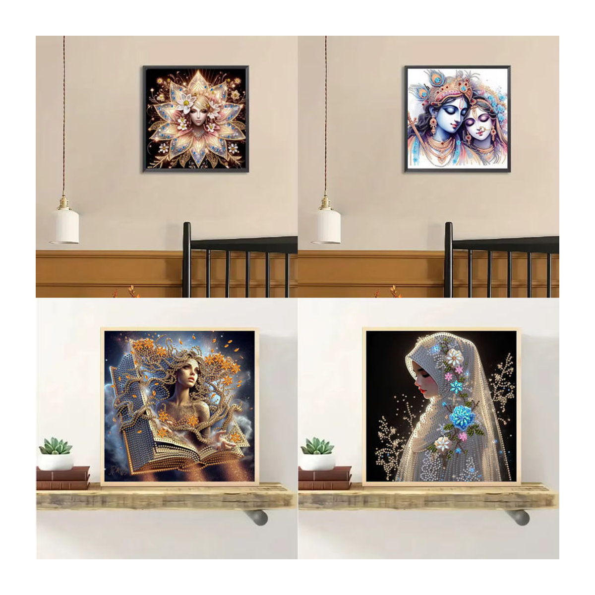 DIY-Diamant-Malerei-Set mit floralem Schönheitsmuster und unregelmäßigen runden Kristallen, mehrfarbige Mosaikkunst zur Wanddekoration, quadratisch - Bild 1