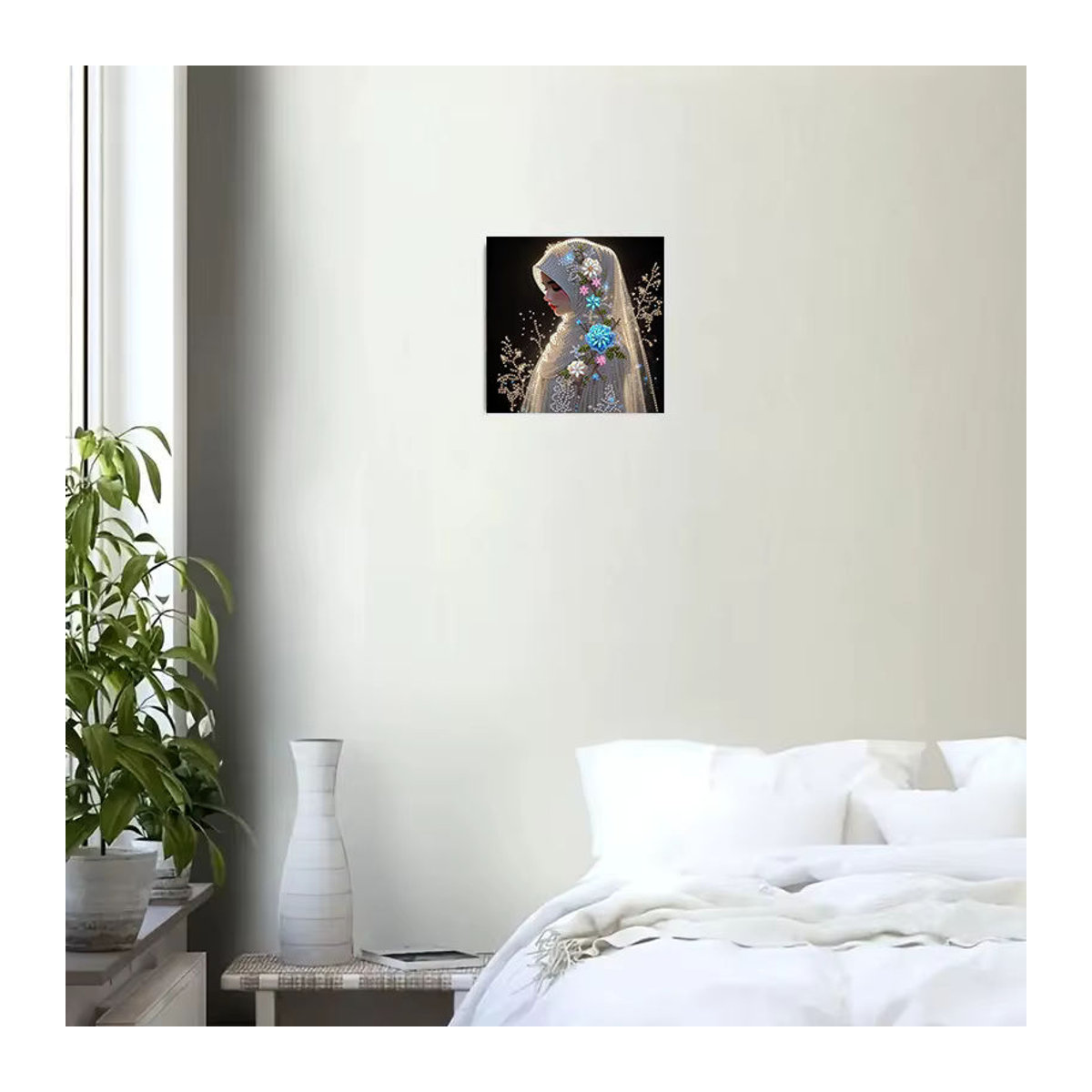 DIY-Diamant-Malerei-Set mit floralem Schönheitsmuster und unregelmäßigen runden Kristallen, mehrfarbige Mosaikkunst zur Wanddekoration, quadratisch - Bild 2