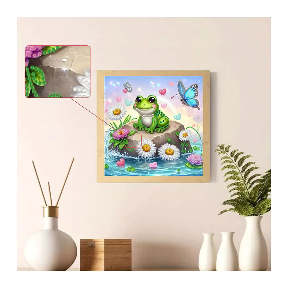 DIY Diamantgemälde Set mit unregelmäßigem Froschmuster für deine Wanddekoration, mehrfarbig - Bild 3
