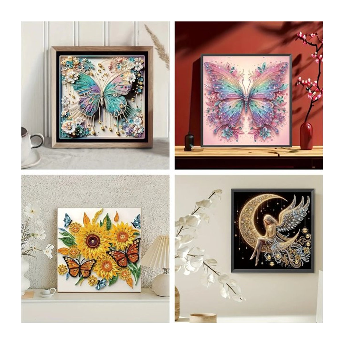 DIY Diamantmalerei Schmetterling als Kristall Strass Kunstbild in Mehrfarbig, B/H: 30 x 30 cm - Bild 1
