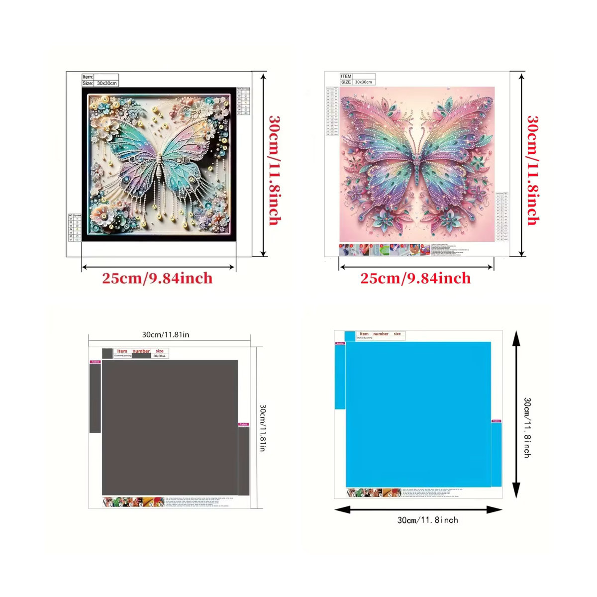 DIY Diamantmalerei Schmetterling als Kristall Strass Kunstbild in Mehrfarbig, B/H: 30 x 30 cm - Bild 2