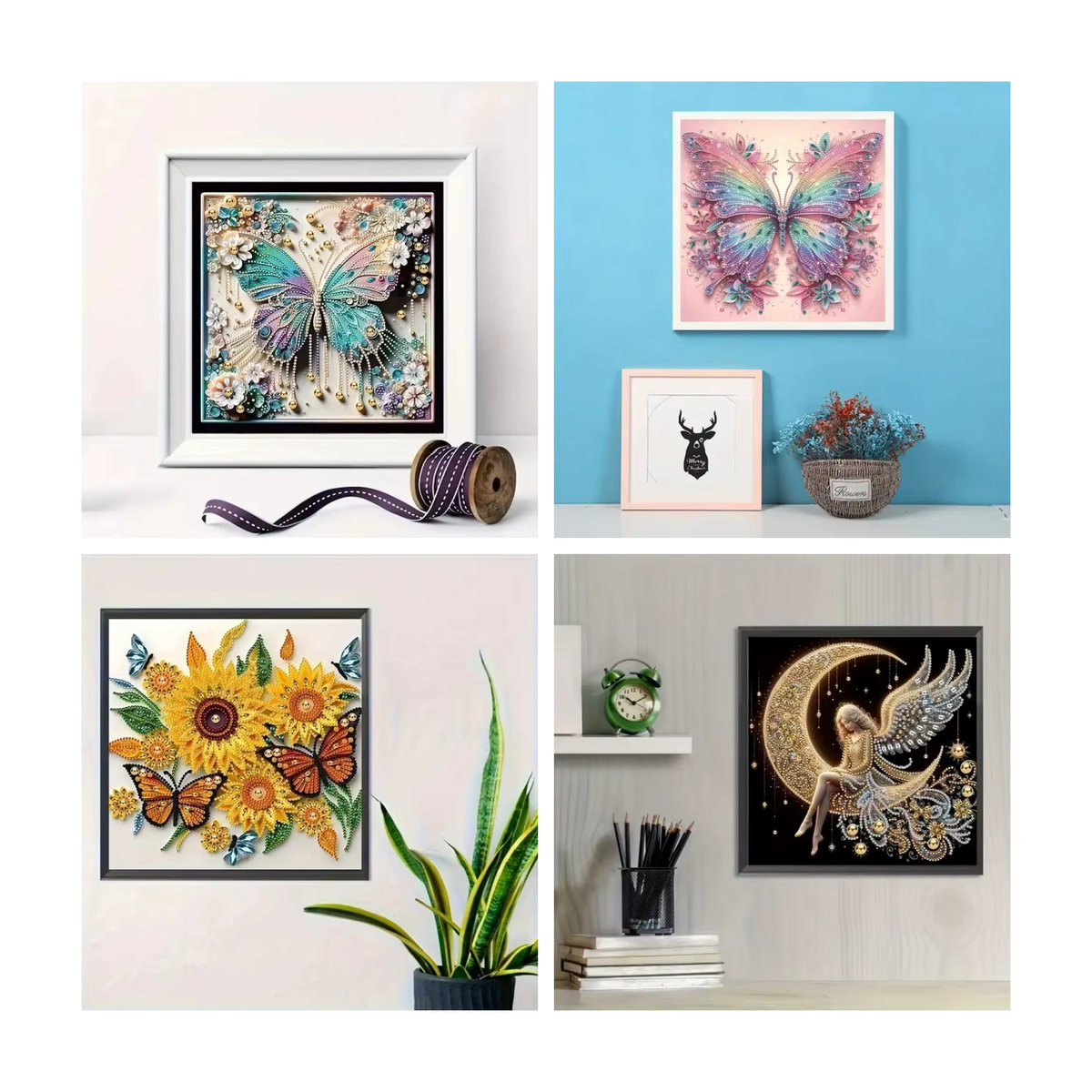 DIY Diamantmalerei Schmetterling als Kristall Strass Kunstbild in Mehrfarbig, B/H: 30 x 30 cm - Bild 3