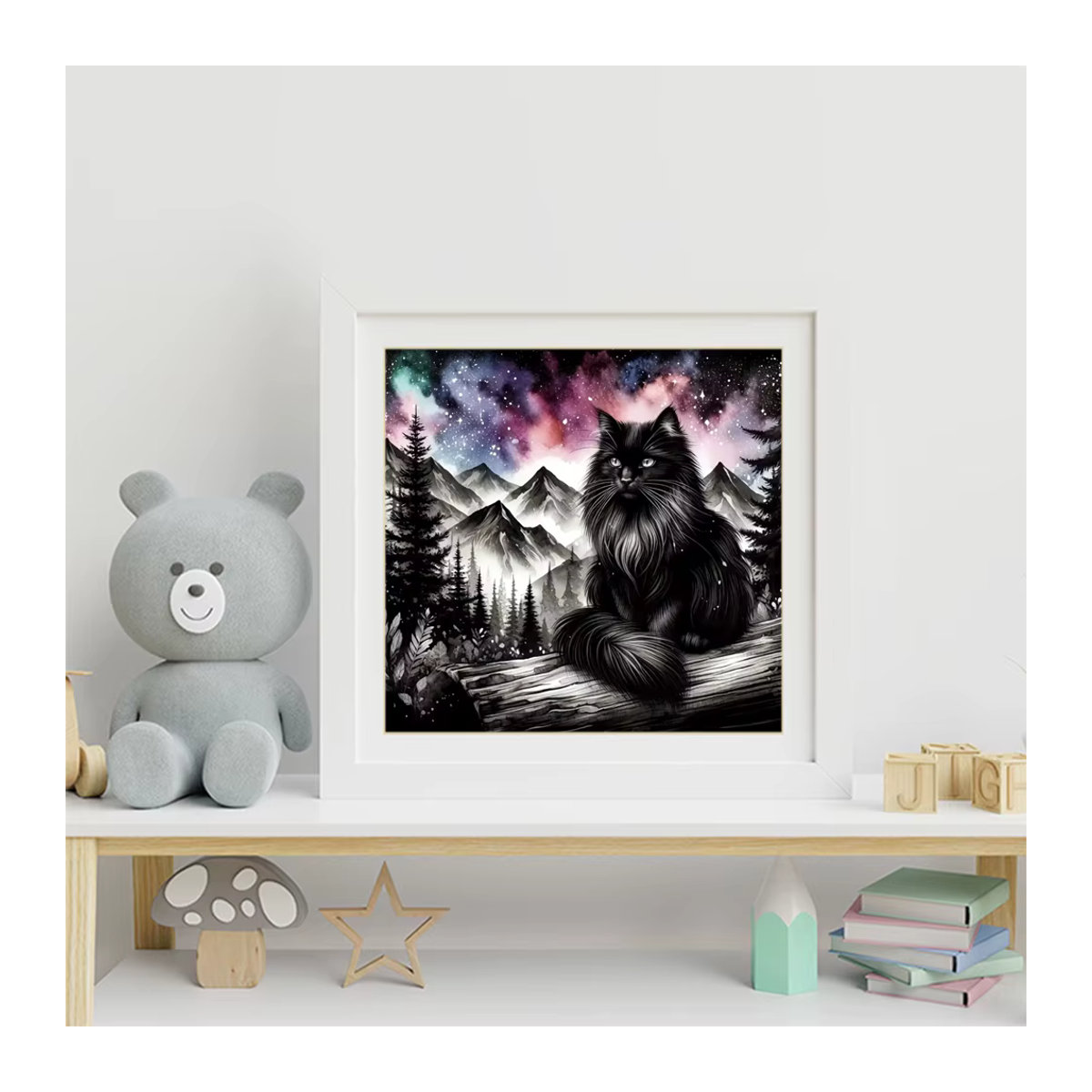DIY Diamantmalerei Schwarze Katze als Wandkunst mit Mosaik-Stickerei für Anfänger in Schwarz und Mehrfarbig - Bild 3
