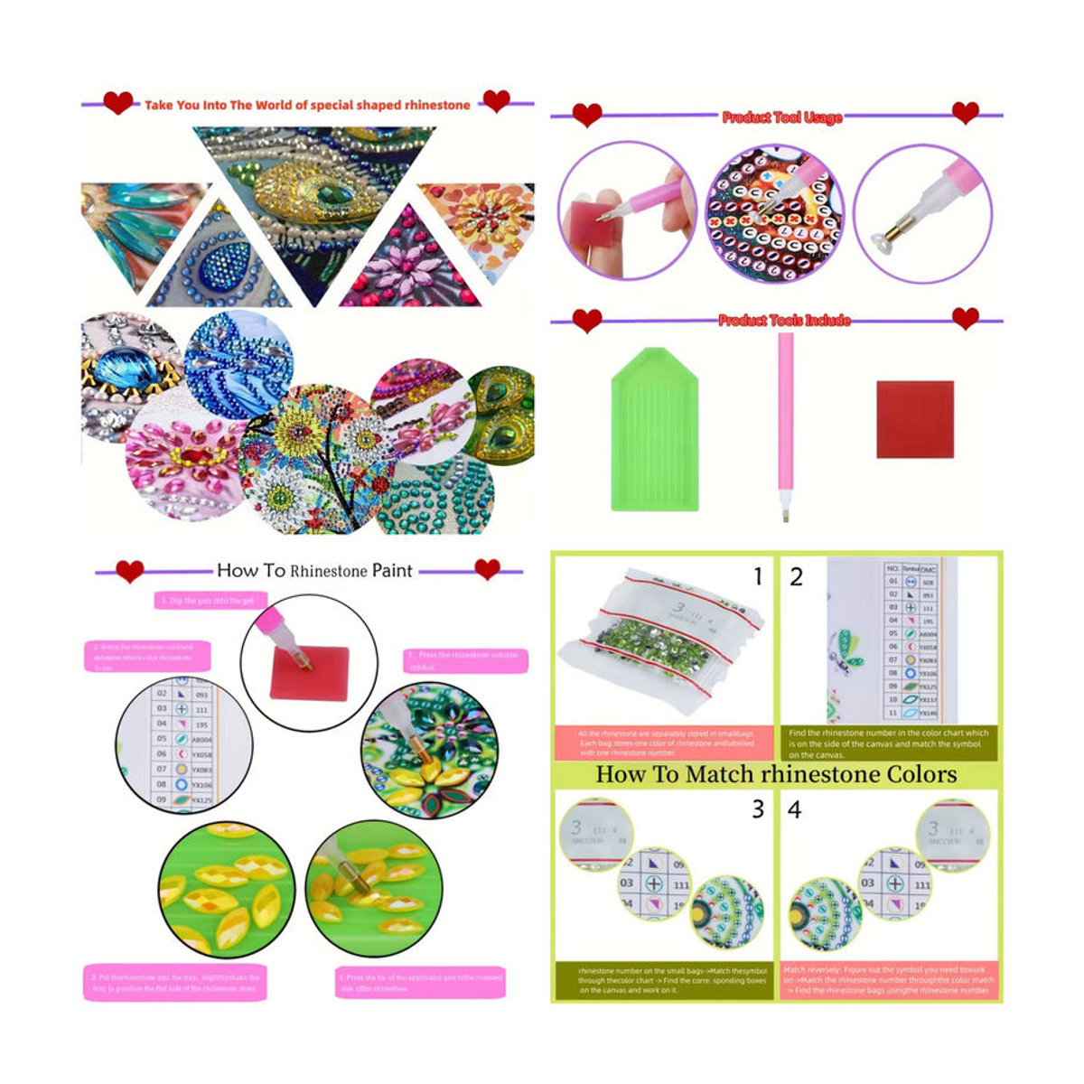 DIY Diamantmalerei-Set mit Tassenmuster und floralem Design, rahmenlose unregelmäßige Wanddekoration, mehrfarbig - Bild 4