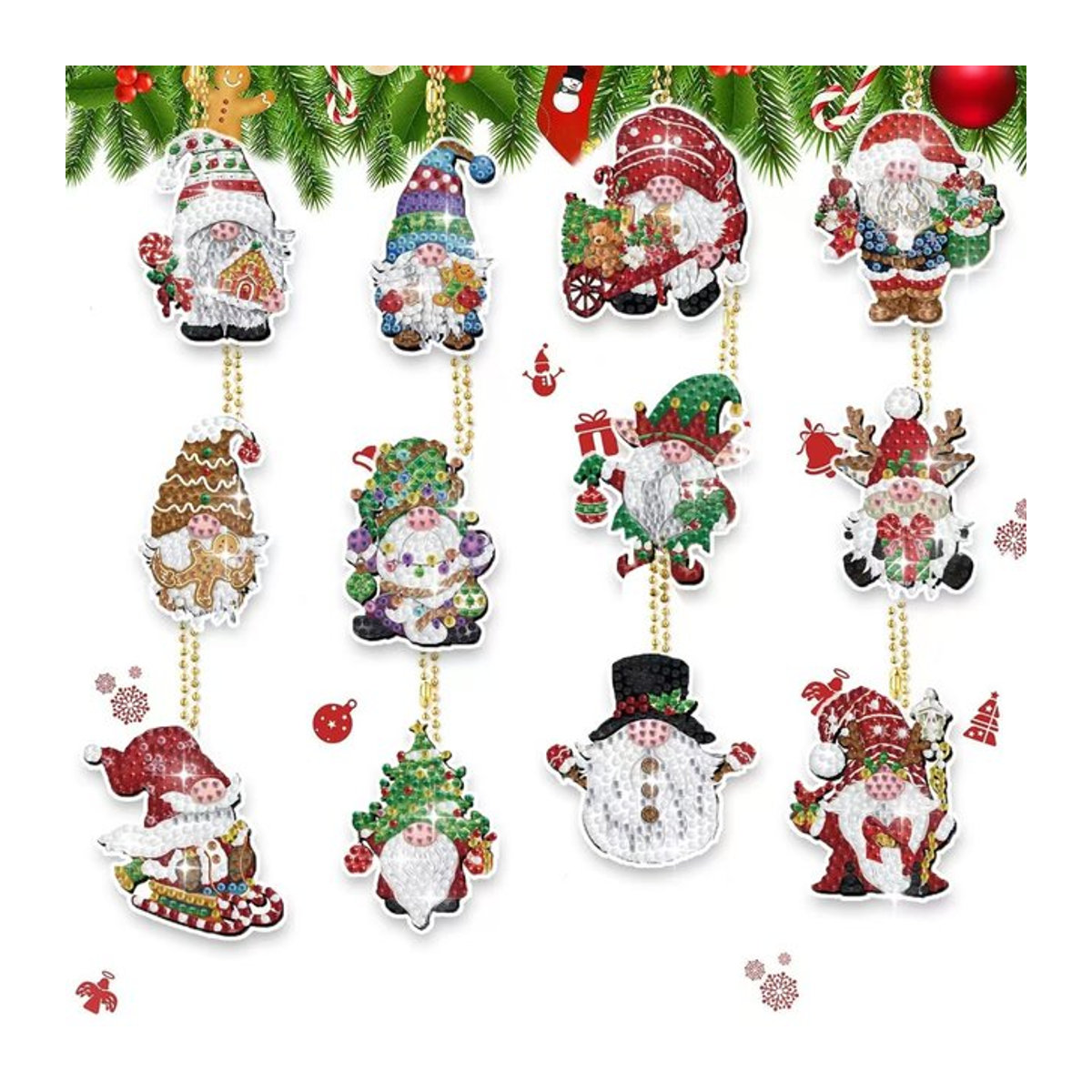 DIY Diamantmalerei Set Santa Claus Weihnachten Cartoon Serie mit Acryl-Kristall-Diamanten für Schlüsselanhänger in Bunt - Bild 1