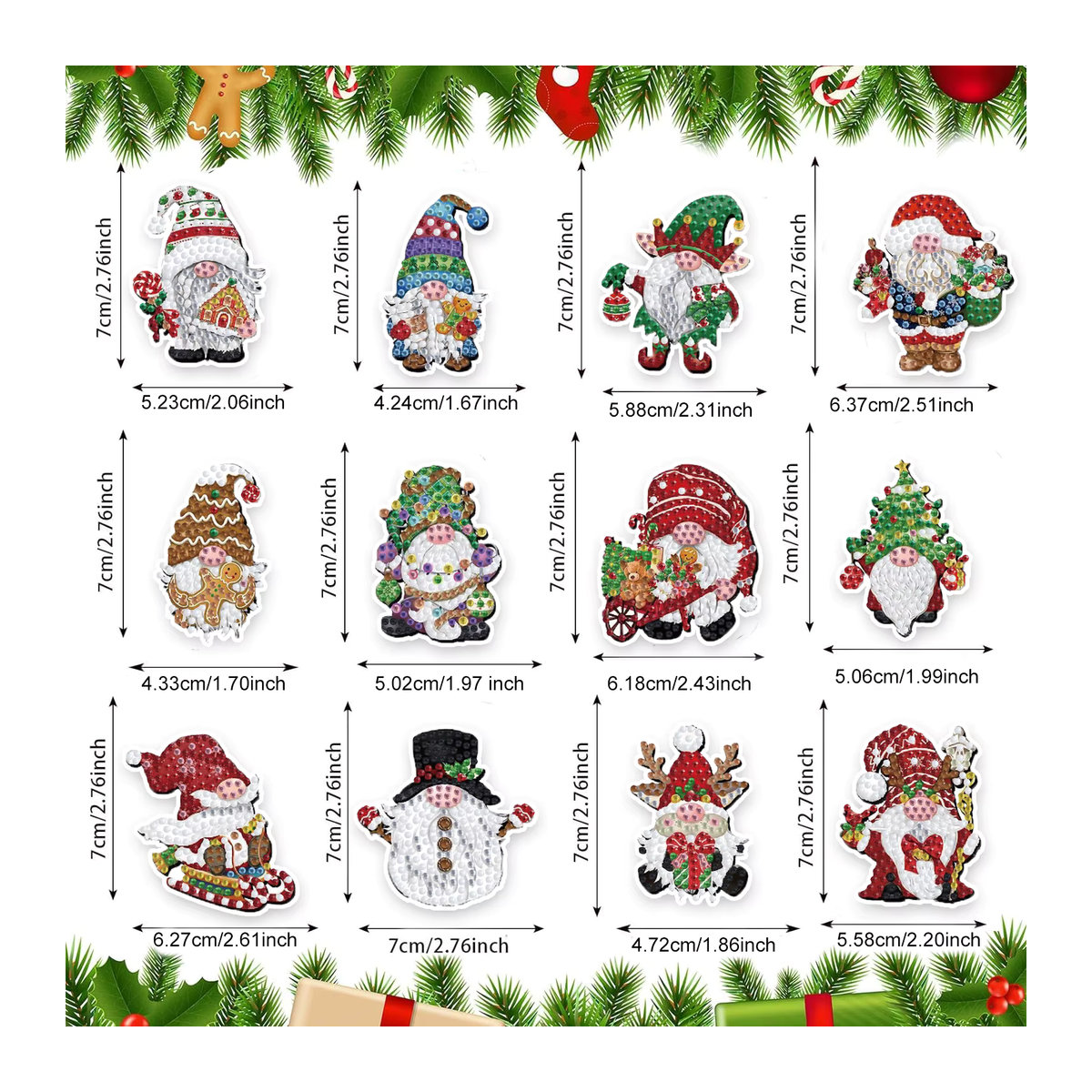 DIY Diamantmalerei Set Santa Claus Weihnachten Cartoon Serie mit Acryl-Kristall-Diamanten für Schlüsselanhänger in Bunt - Bild 2