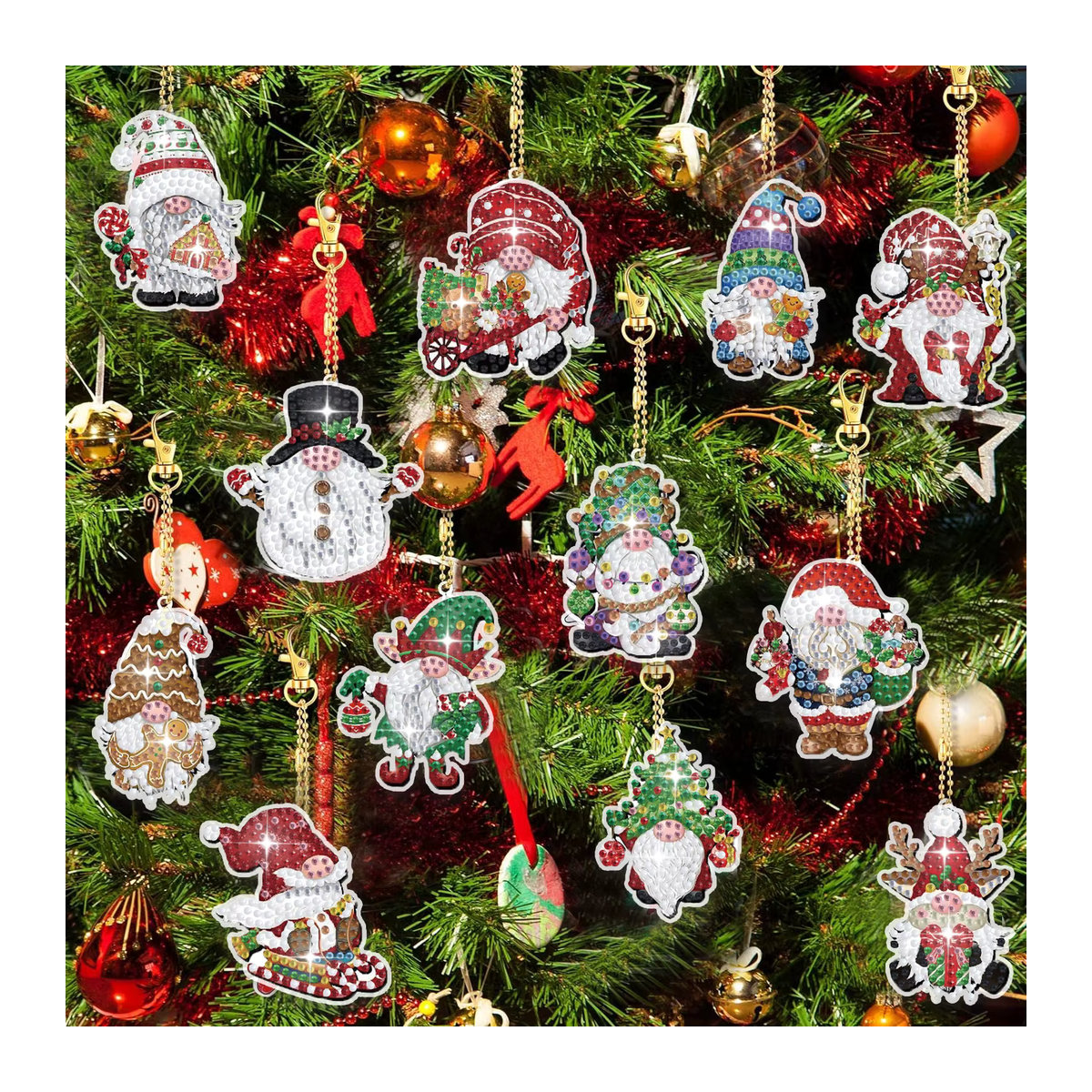 DIY Diamantmalerei Set Santa Claus Weihnachten Cartoon Serie mit Acryl-Kristall-Diamanten für Schlüsselanhänger in Bunt - Bild 6