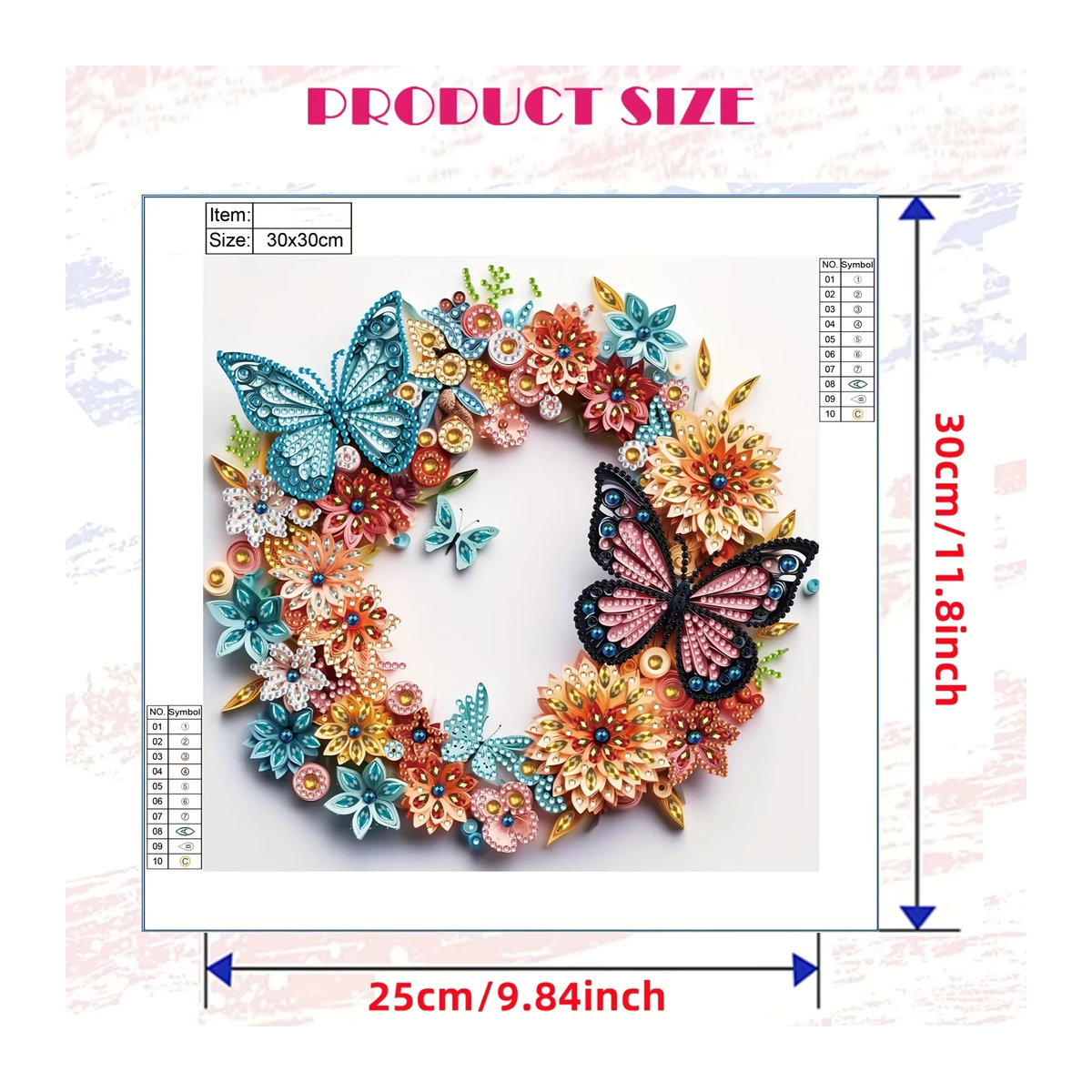 DIY Diamantmalerei Set Schmetterling und Blumen in unregelmäßiger Form für deine Wanddekoration, mehrfarbig - Bild 2