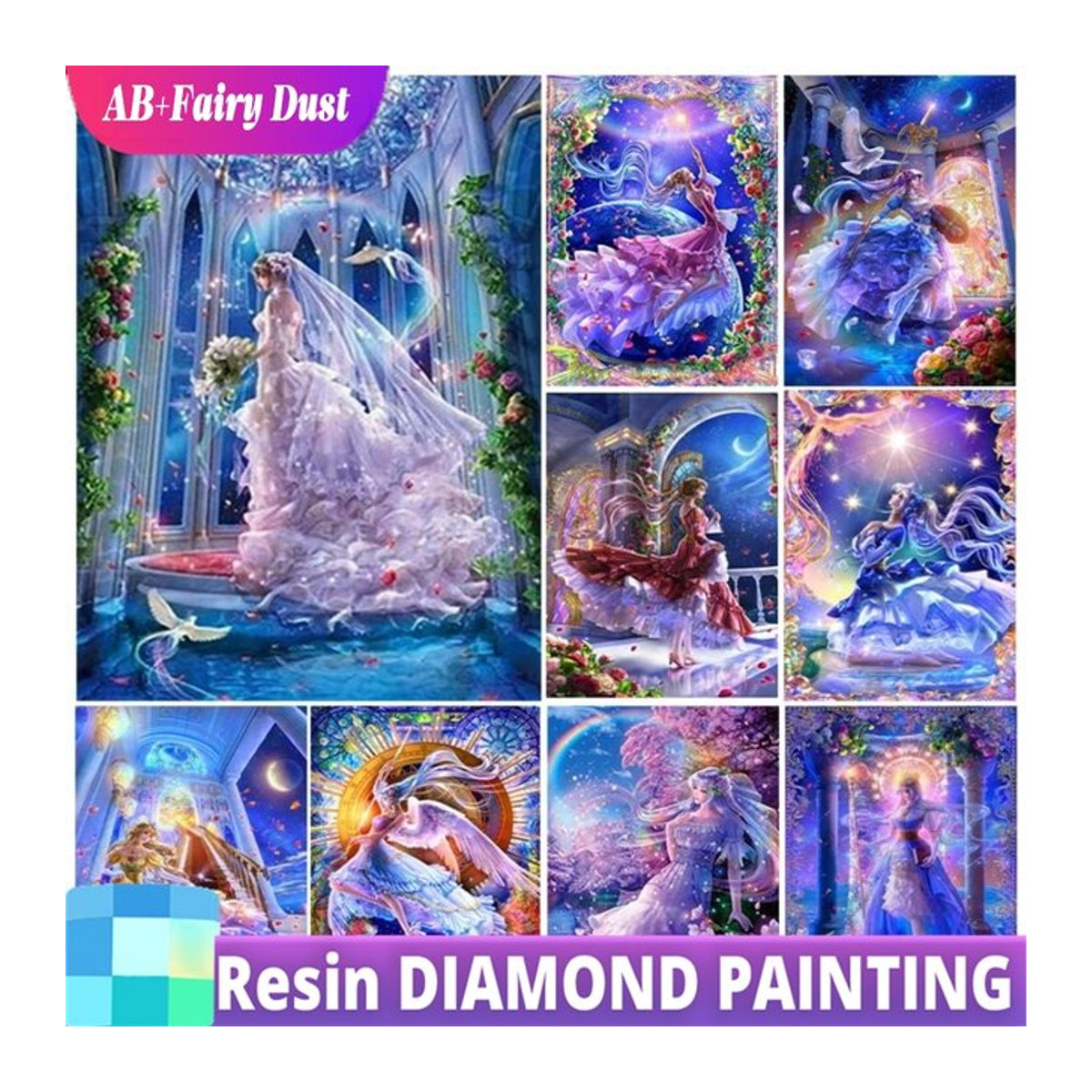 DIY Diamond Painting Set Fairy Dust Mosaik Kreuzstich Kit mit mehrfarbigen Kunstharz Steinen für Erwachsene - Bild 1
