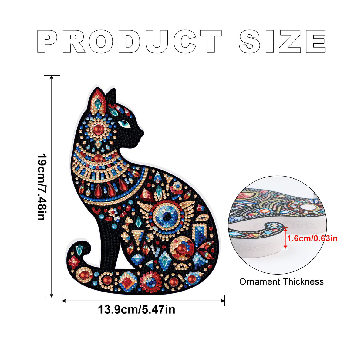 DIY Diamond Painting Set mit bunter Katze in unregelmäßiger Form für Erwachsene, mehrfarbig - Bild 2