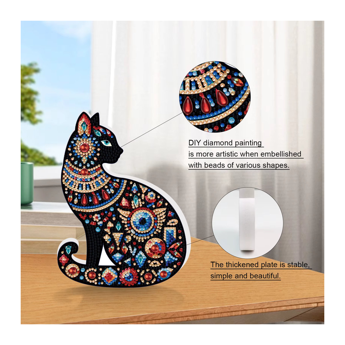 DIY Diamond Painting Set mit bunter Katze in unregelmäßiger Form für Erwachsene, mehrfarbig - Bild 5