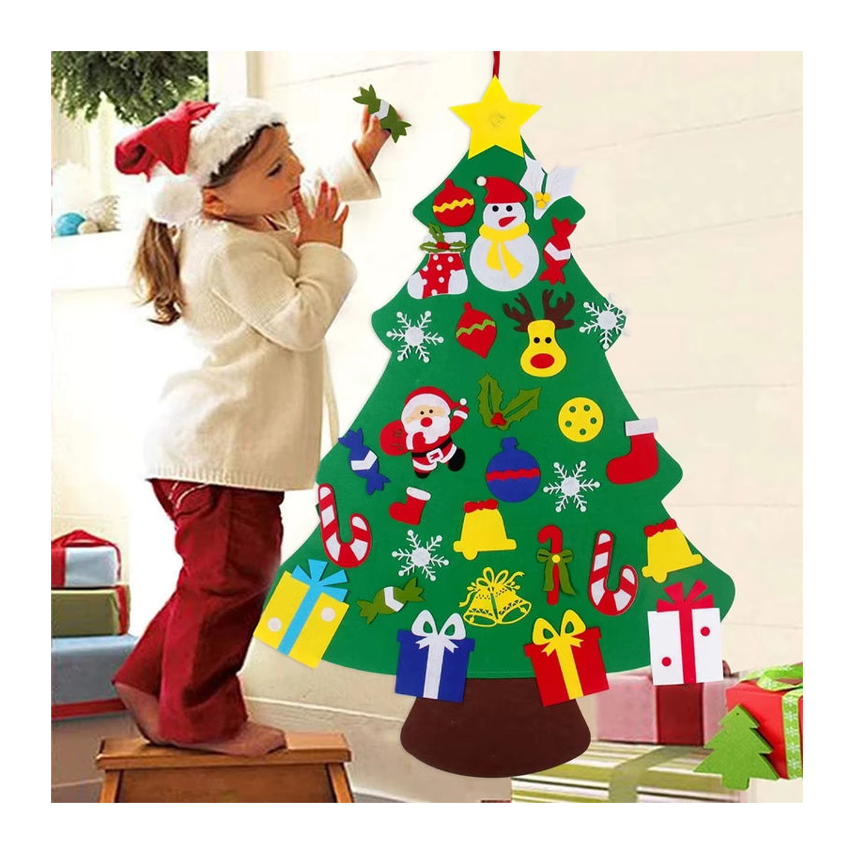 DIY Filz Weihnachtsbaum mit Weihnachtsmann als hängende Dekoration in Grün - Bild 2