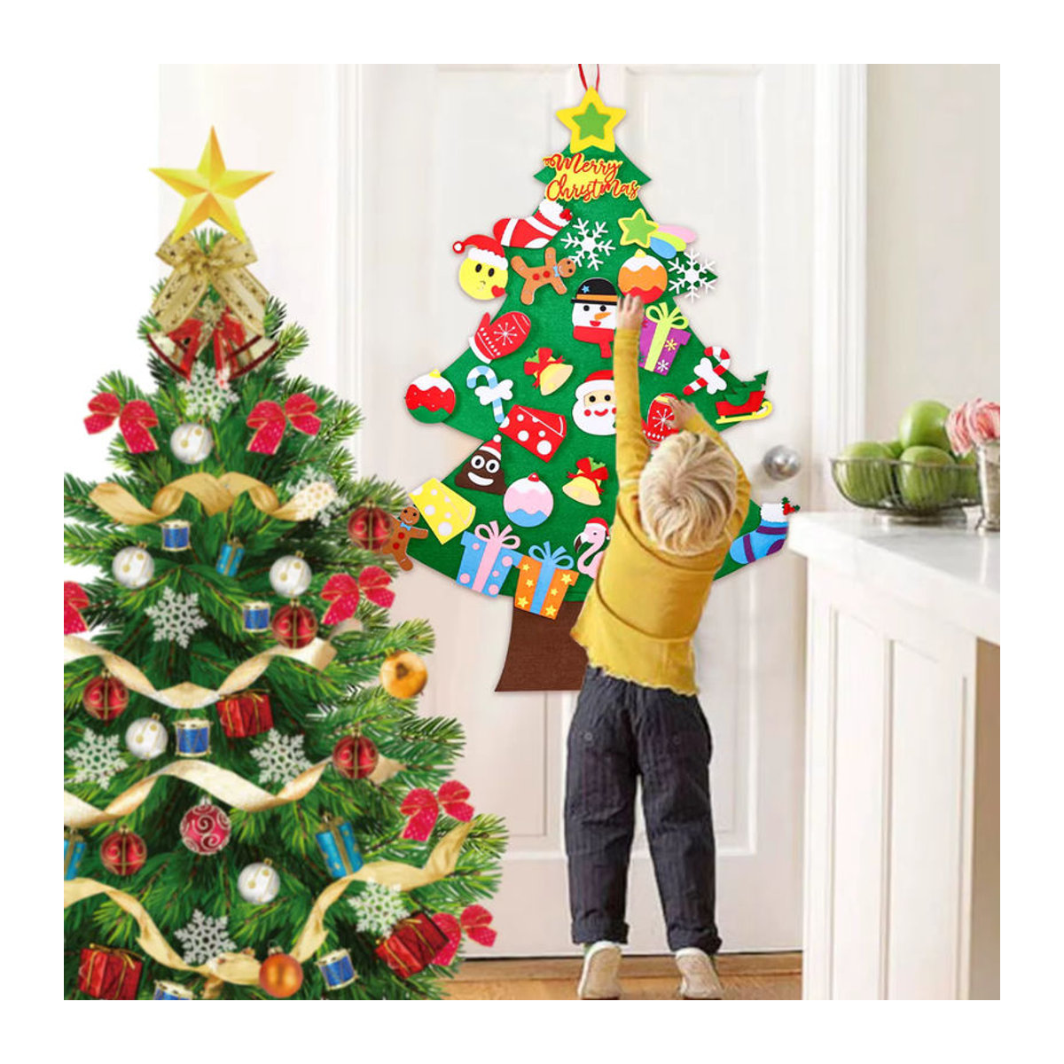 DIY Filz Weihnachtsbaum mit Weihnachtsmann als hängende Dekoration in Grün - Bild 4