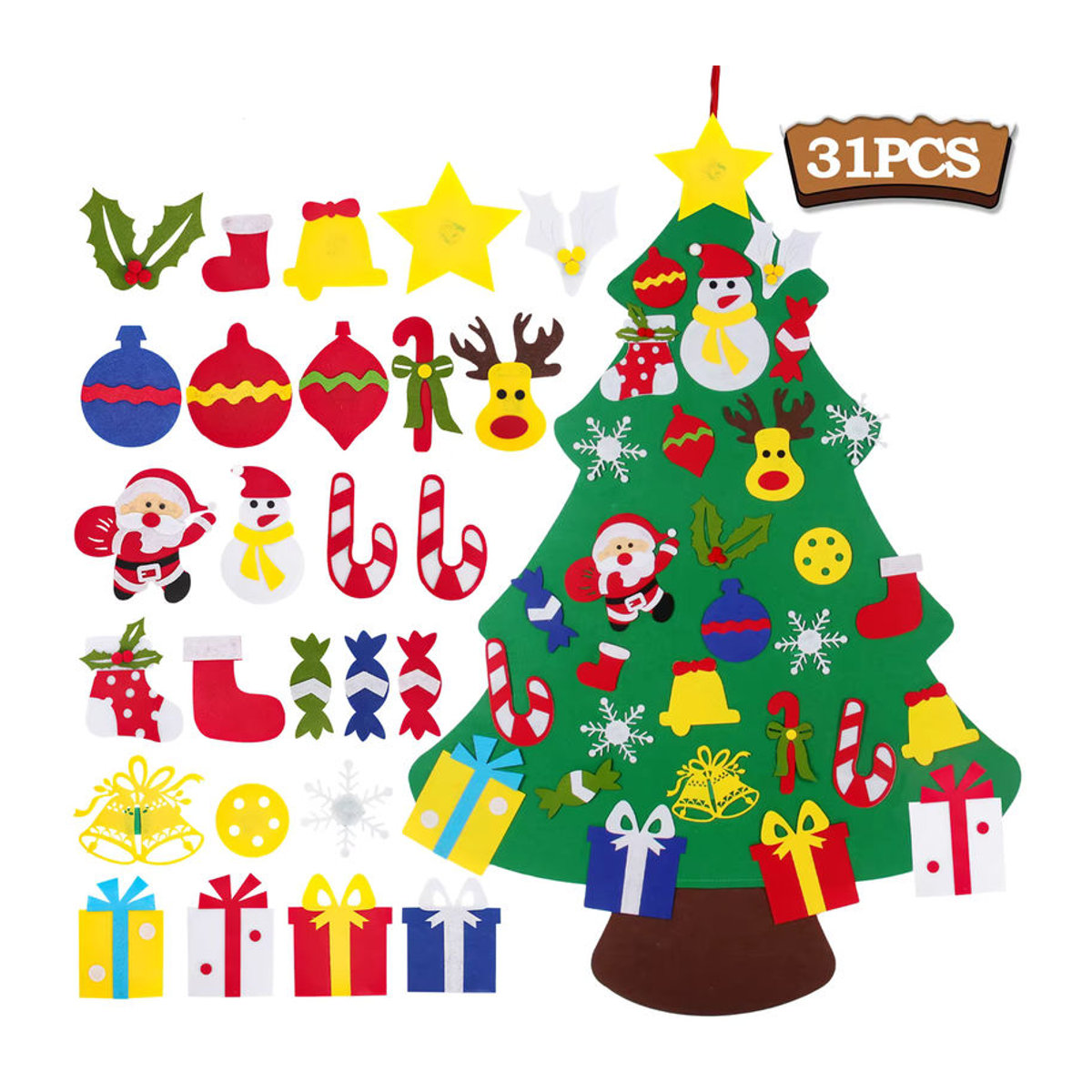 DIY Filz Weihnachtsbaum mit Weihnachtsmann als hängende Dekoration in Grün - Bild 6