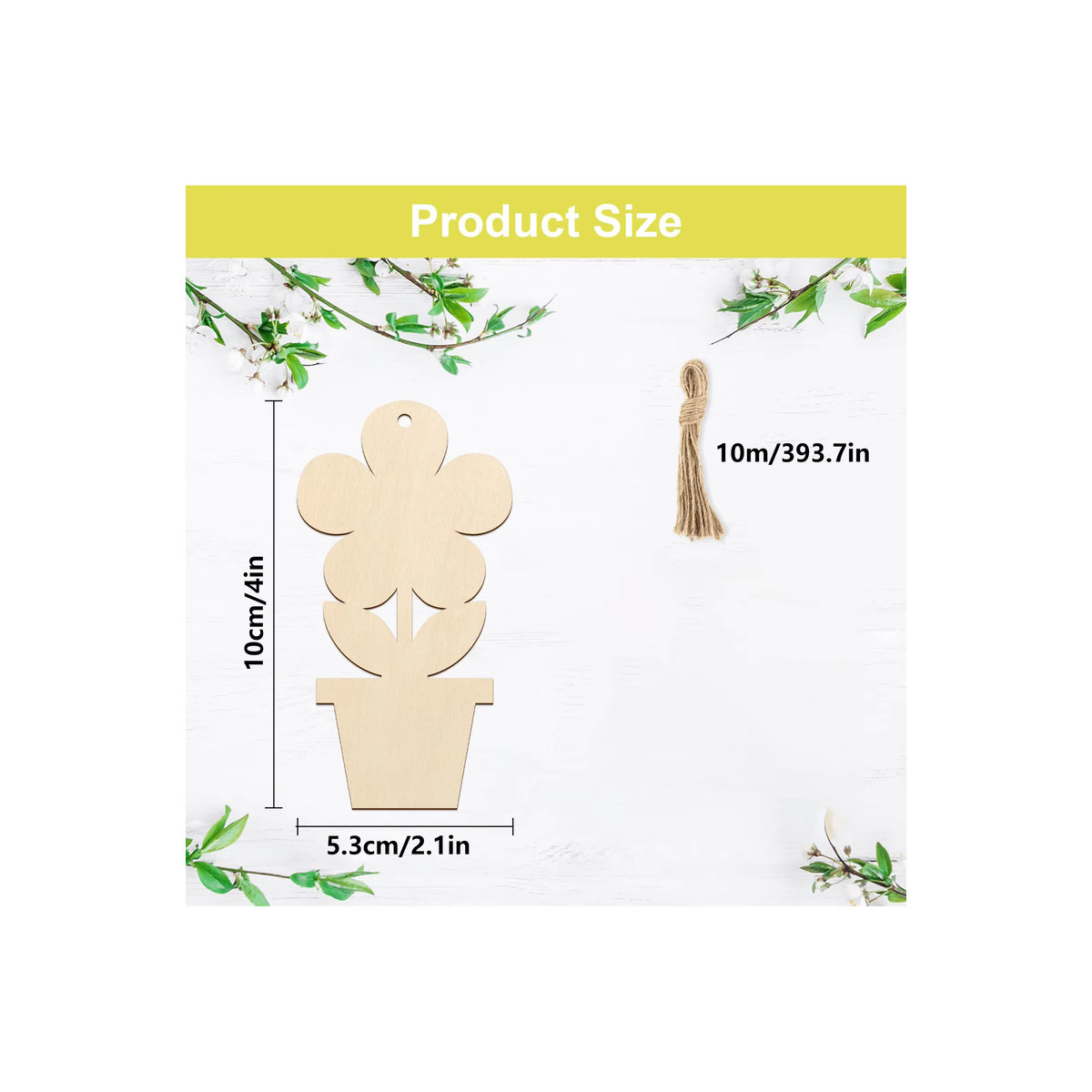 DIY Holz-Blumentöpfe in Braun und Beige mit Hanfseil für deine Dekoration, Durchmesser: 10,16 cm - Bild 2