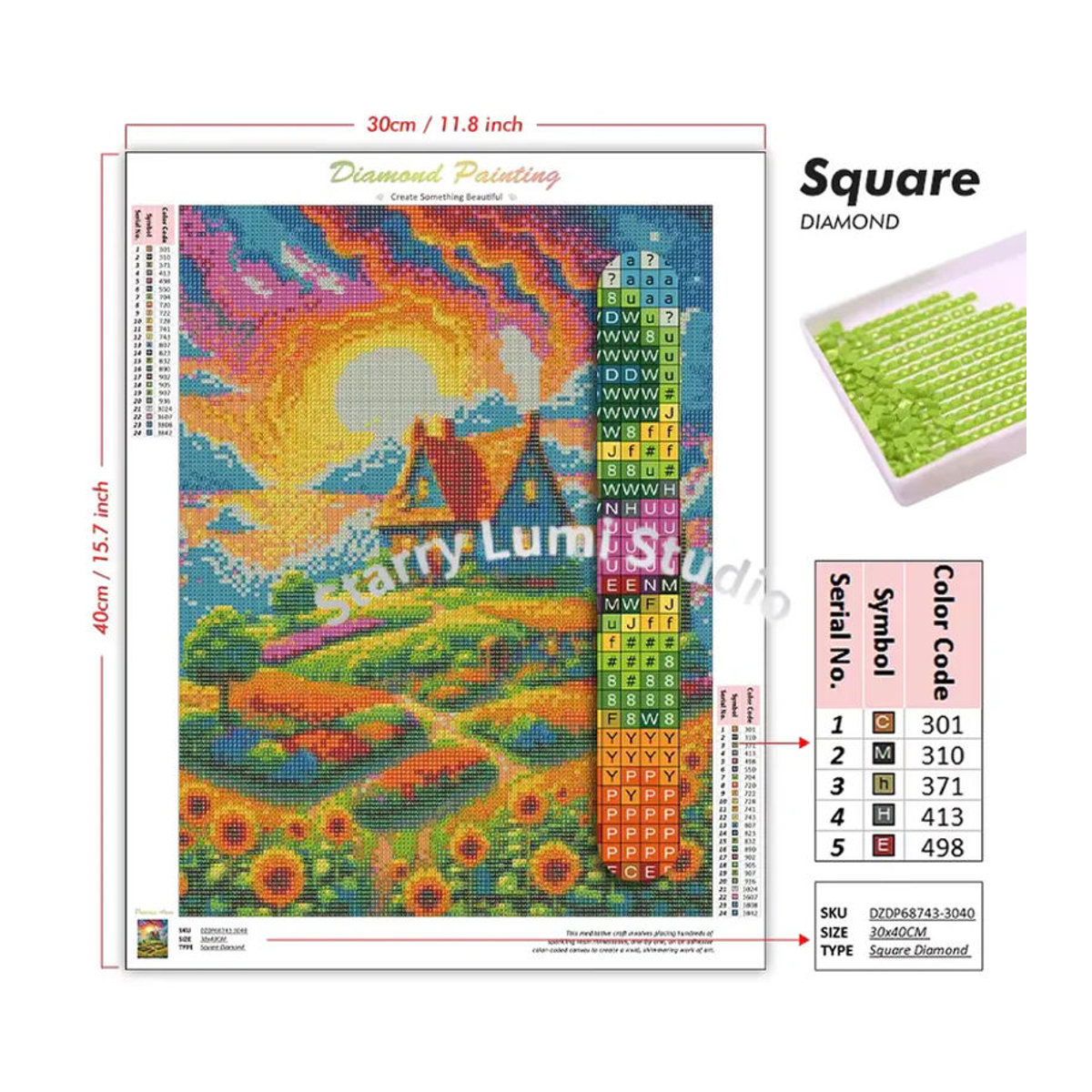 DIY Kreuzstich Set Miku Anime Porträt mit Blumen in Blau und Mehrfarbig, 5D Diamond Painting Stickerei als Textil Dekoration im Hochformat - Bild 2