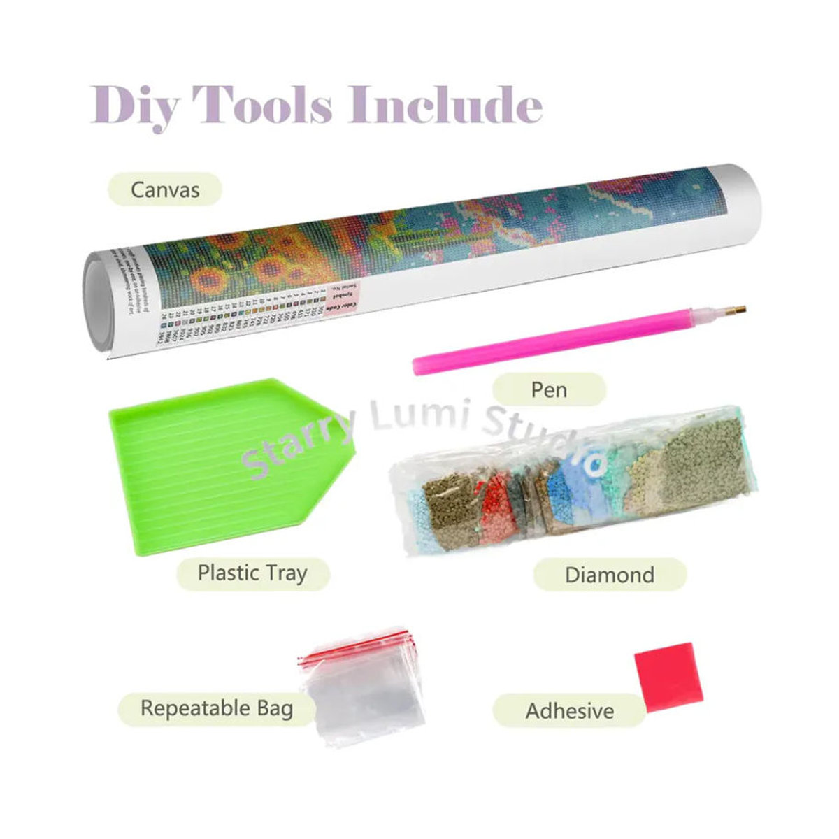 DIY Kreuzstich Set Miku Anime Porträt mit Blumen in Blau und Mehrfarbig, 5D Diamond Painting Stickerei als Textil Dekoration im Hochformat - Bild 3