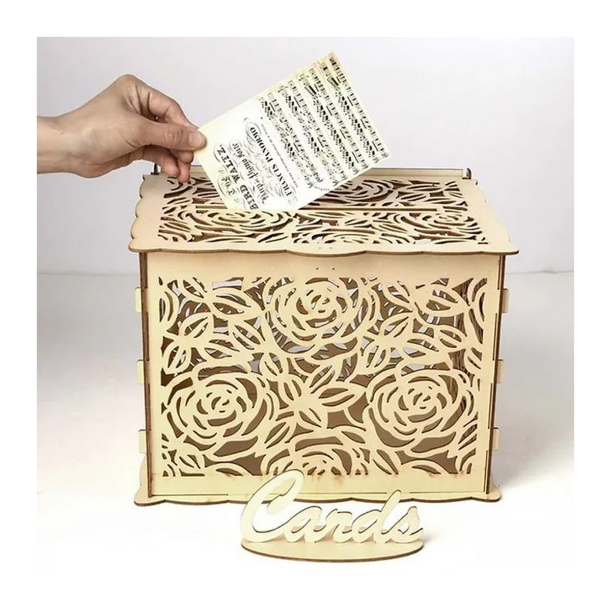 DIY Land Holz-Geschenkbox für Hochzeiten mit Schloss in Braun im Vintage-Stil - Bild 1