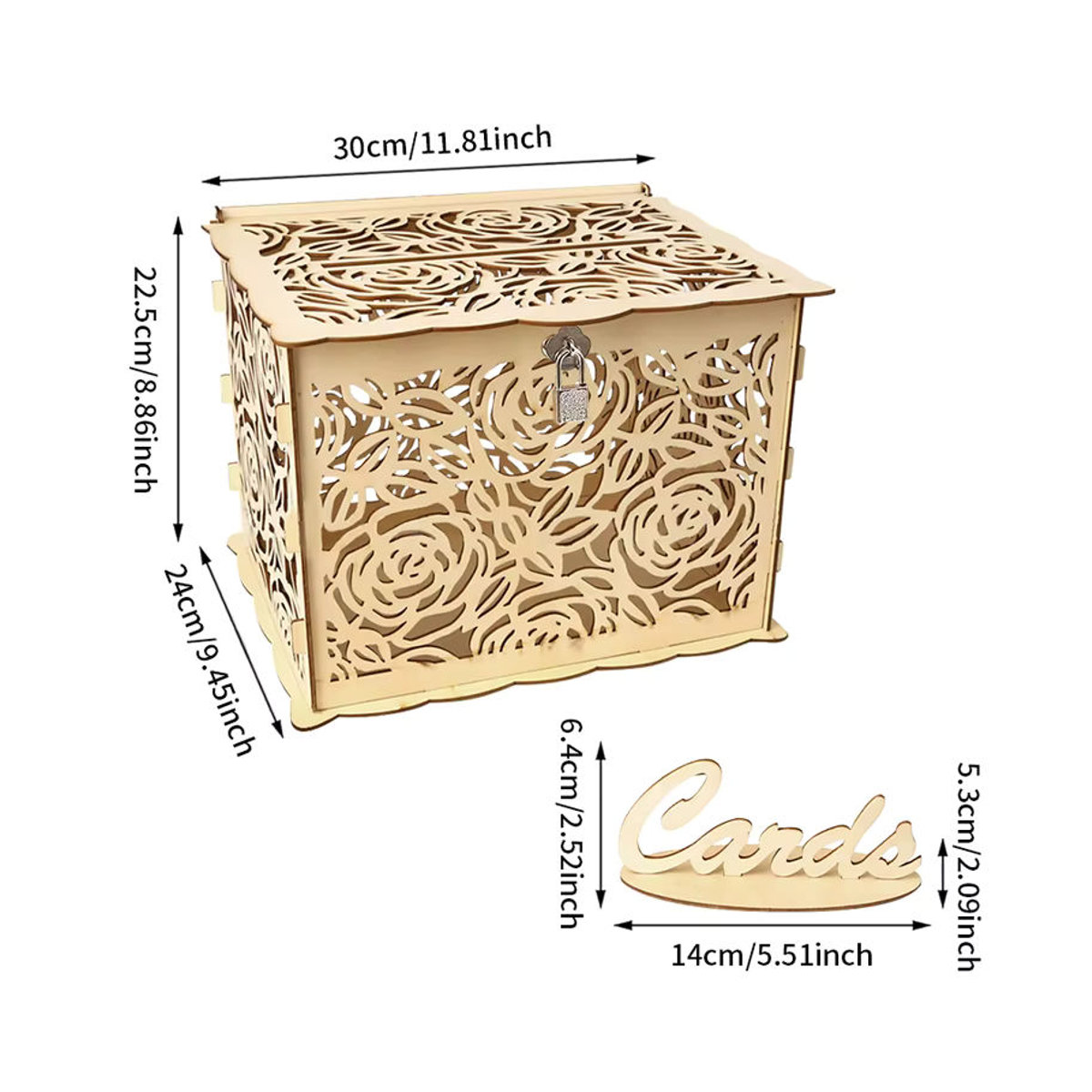 DIY Land Holz-Geschenkbox für Hochzeiten mit Schloss in Braun im Vintage-Stil - Bild 5