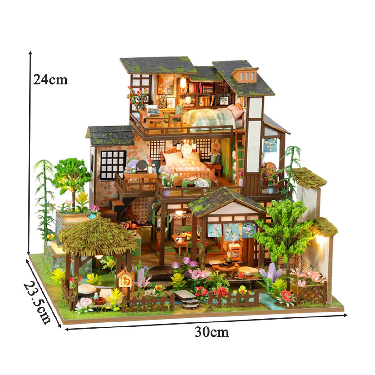 DIY Miniatur-Bausatz Frühlingshof aus Holz und Bambus als dekorative Buchstütze in Mehrfarbig - Bild 3