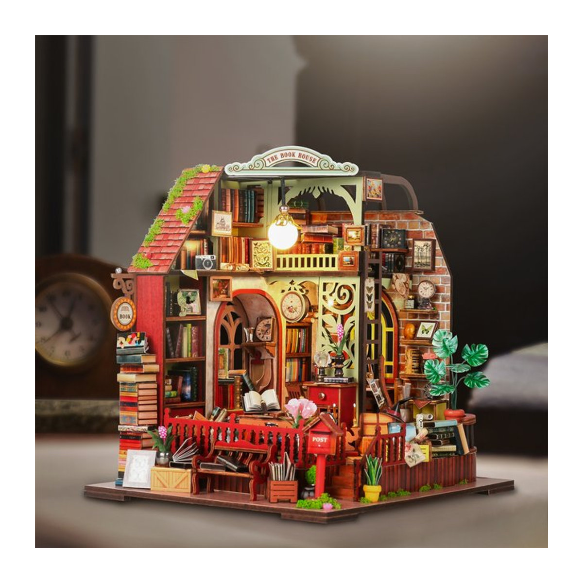 DIY Miniatur-Hüttenhaus 3D-Holzpuzzle mit Beleuchtung, Vintage Gebäudemodell aus Holz in Mehrfarbig zur Dekoration - Bild 1