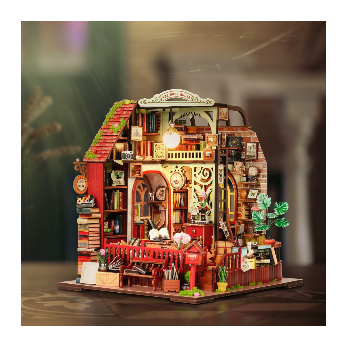 DIY Miniatur-Hüttenhaus 3D-Holzpuzzle mit Beleuchtung, Vintage Gebäudemodell aus Holz in Mehrfarbig zur Dekoration - Bild 2