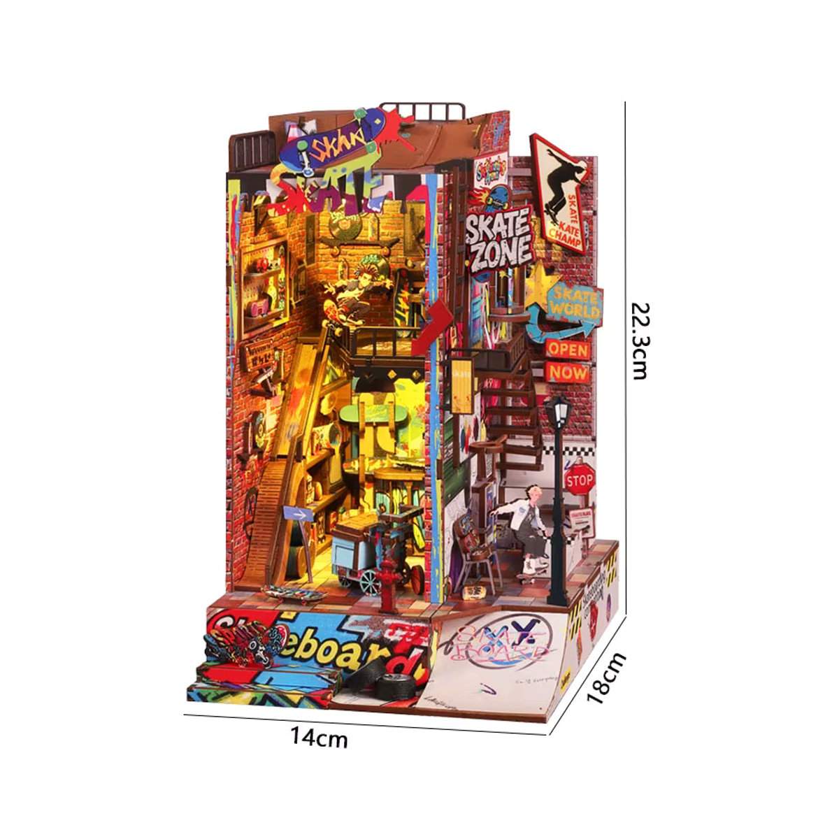 DIY Miniatur-Puppenhaus Buchnischen-Set aus Holz als 3D Holzpuzzle und kreative Schreibtisch-Dekoration in Mehrfarbig - Bild 5