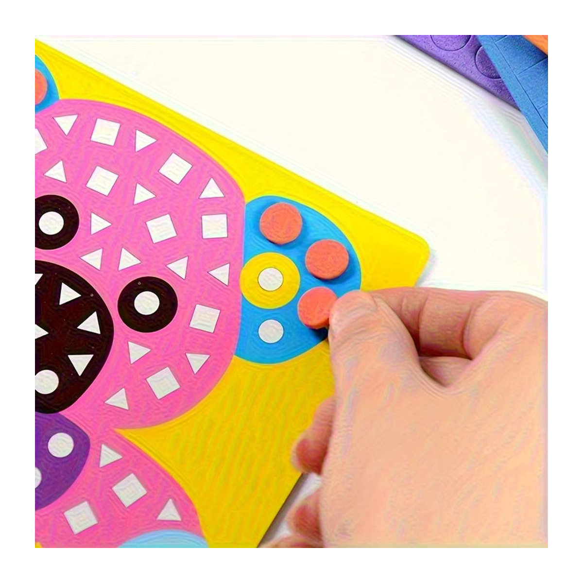 DIY Mosaik Malerei Kit mit 3D EVA Schaum Aufklebern für Kinder, bunte Cartoon Tiere und Fahrzeuge zur Wandkunstgestaltung, mehrfarbig - Bild 4