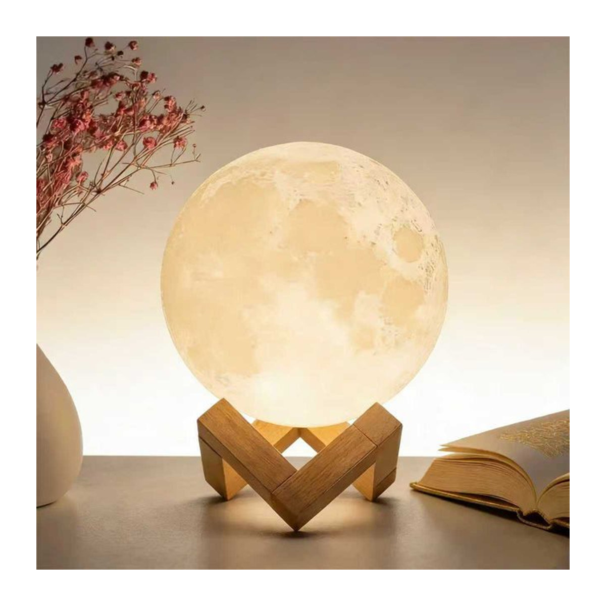 DIY Planet Lampe Mond Galaxy Nachtlicht in Weiß mit Ständer für Schlafzimmer und Wohnzimmer - Bild 1