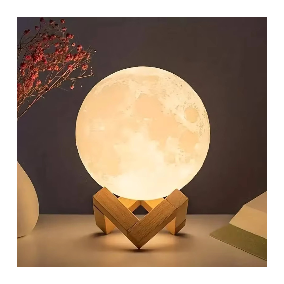 DIY Planet Lampe Mond Galaxy Nachtlicht in Weiß mit Ständer für Schlafzimmer und Wohnzimmer - Bild 2