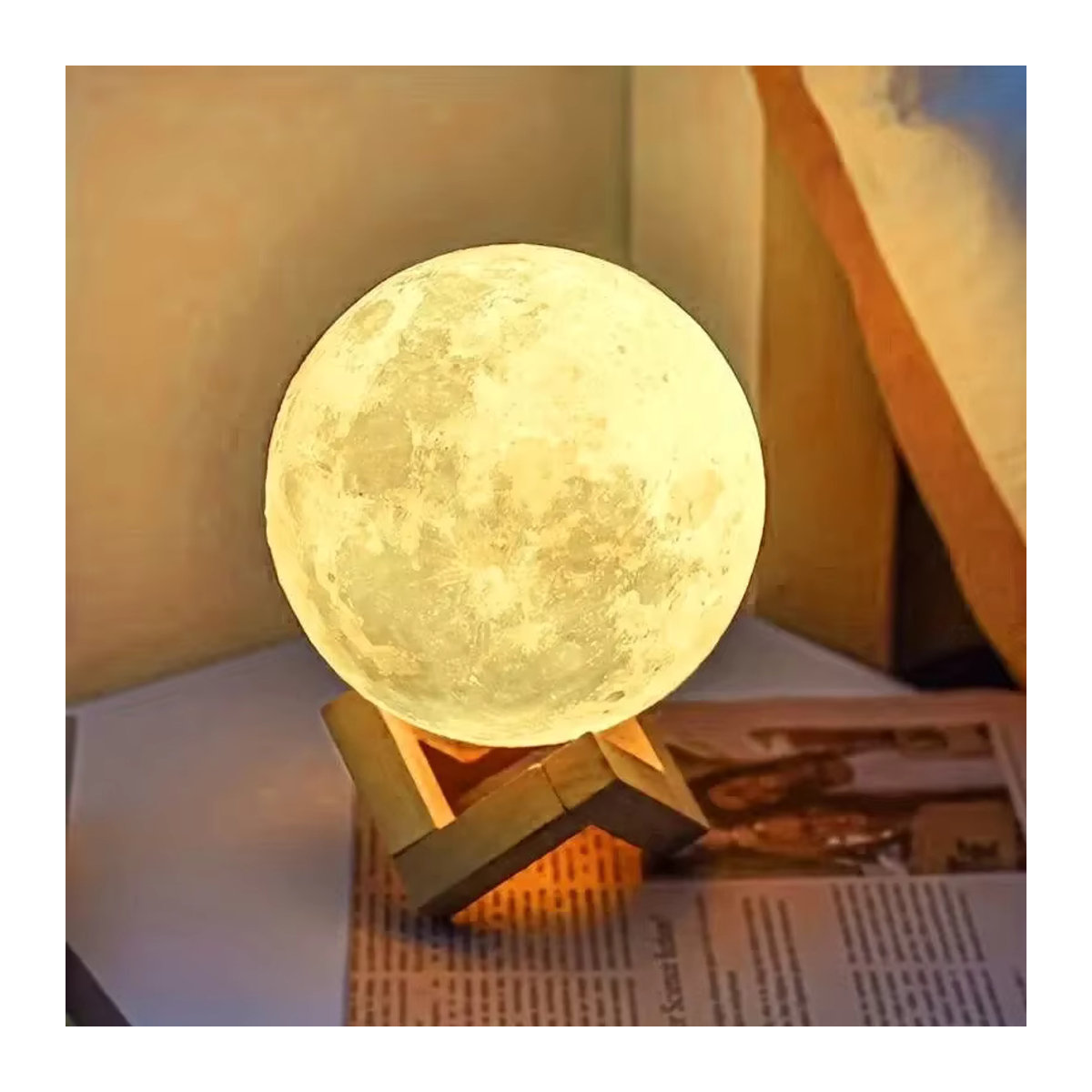 DIY Planet Lampe Mond Galaxy Nachtlicht in Weiß mit Ständer für Schlafzimmer und Wohnzimmer - Bild 4