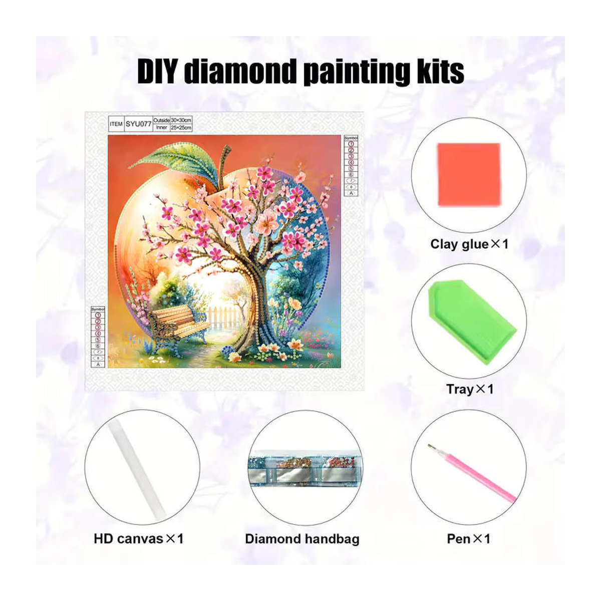 DIY Rahmenloses Diamantgemälde Set mit Blumen- und Baummuster in Mehrfarbig für die Wanddekoration im Wohnzimmer - Bild 4