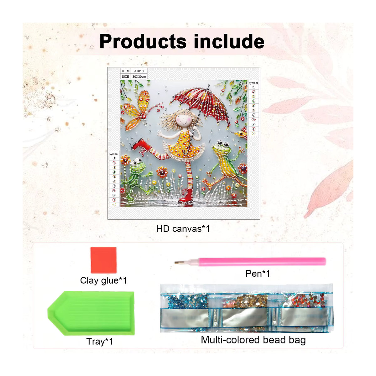 DIY-Regenschirmmädchen Diamond Painting Set für Anfänger und Erwachsene, mehrfarbige Wanddekoration aus Kunststoff - Bild 3