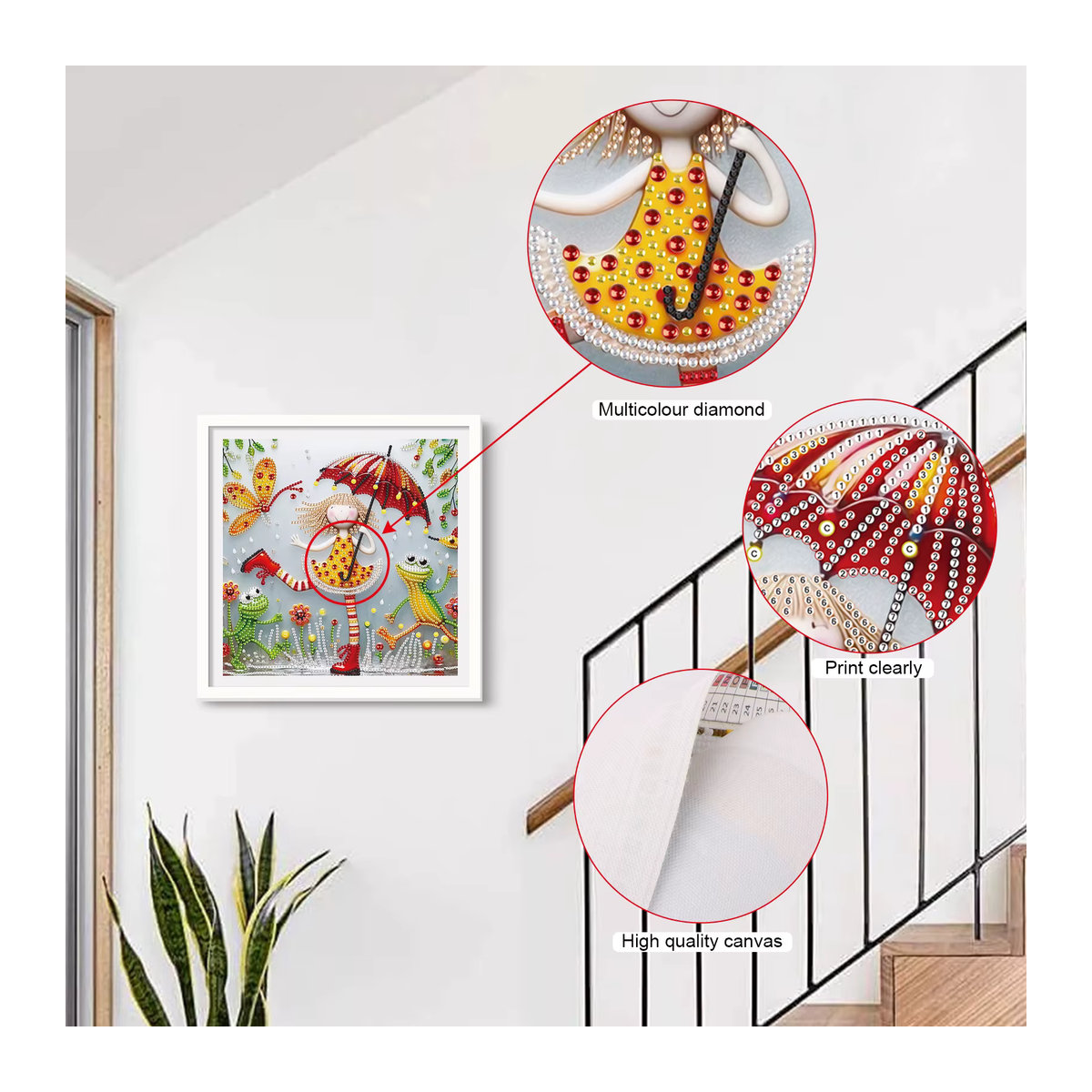 DIY-Regenschirmmädchen Diamond Painting Set für Anfänger und Erwachsene, mehrfarbige Wanddekoration aus Kunststoff - Bild 5
