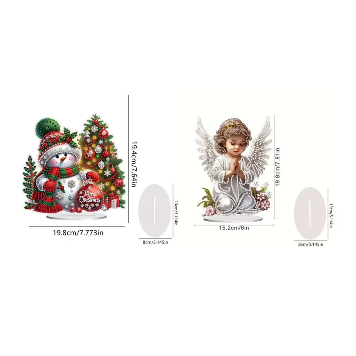 DIY Schneemann Diamantmalerei als Tischornament aus Acryl-Kristall und Kunststoff für deine Weihnachtsdekoration, mehrfarbig - Bild 1