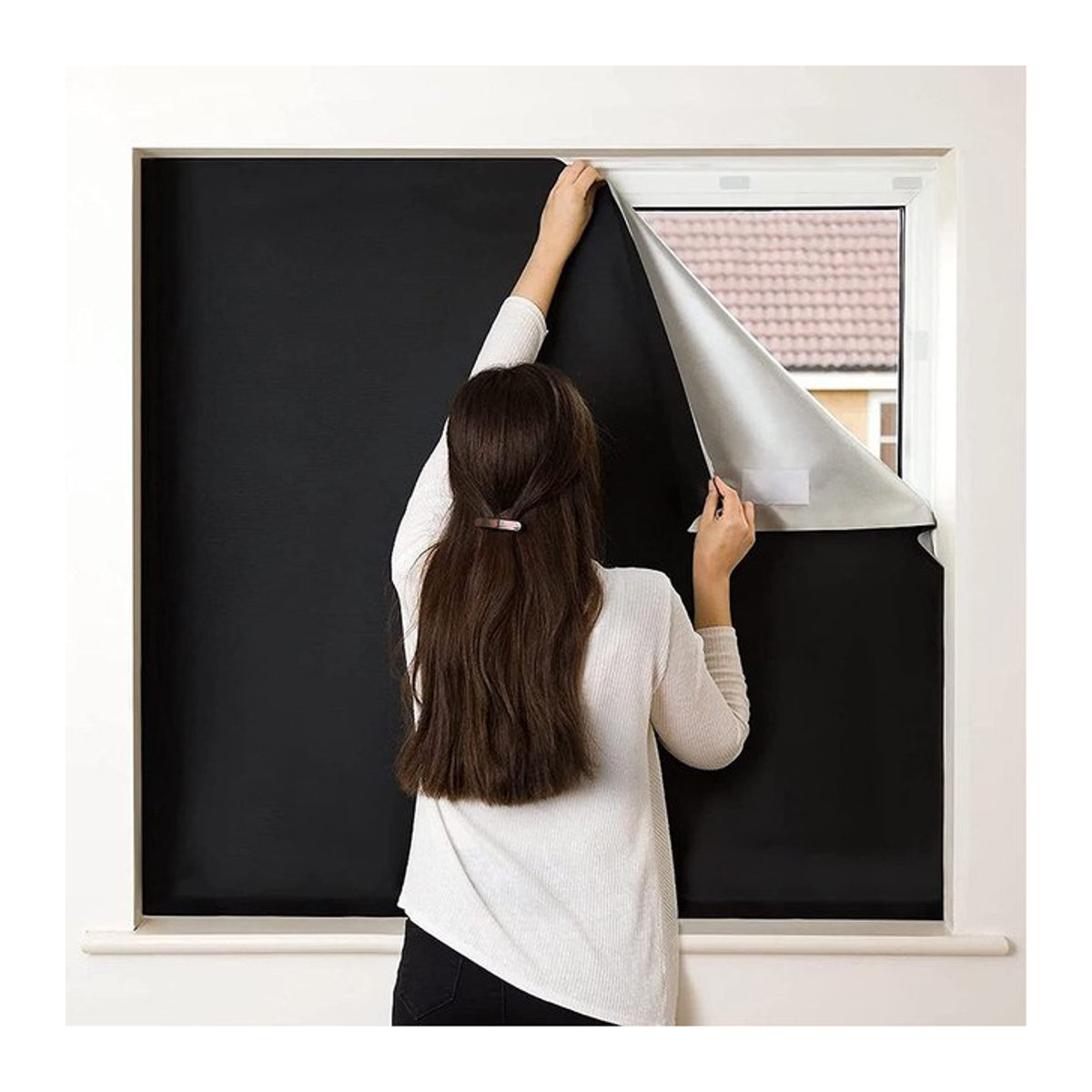 DIY Tragbarer Reise-Verdunkelungsvorhang für Fenster, Schwarzer Stoff, ohne Bohren - Bild 1