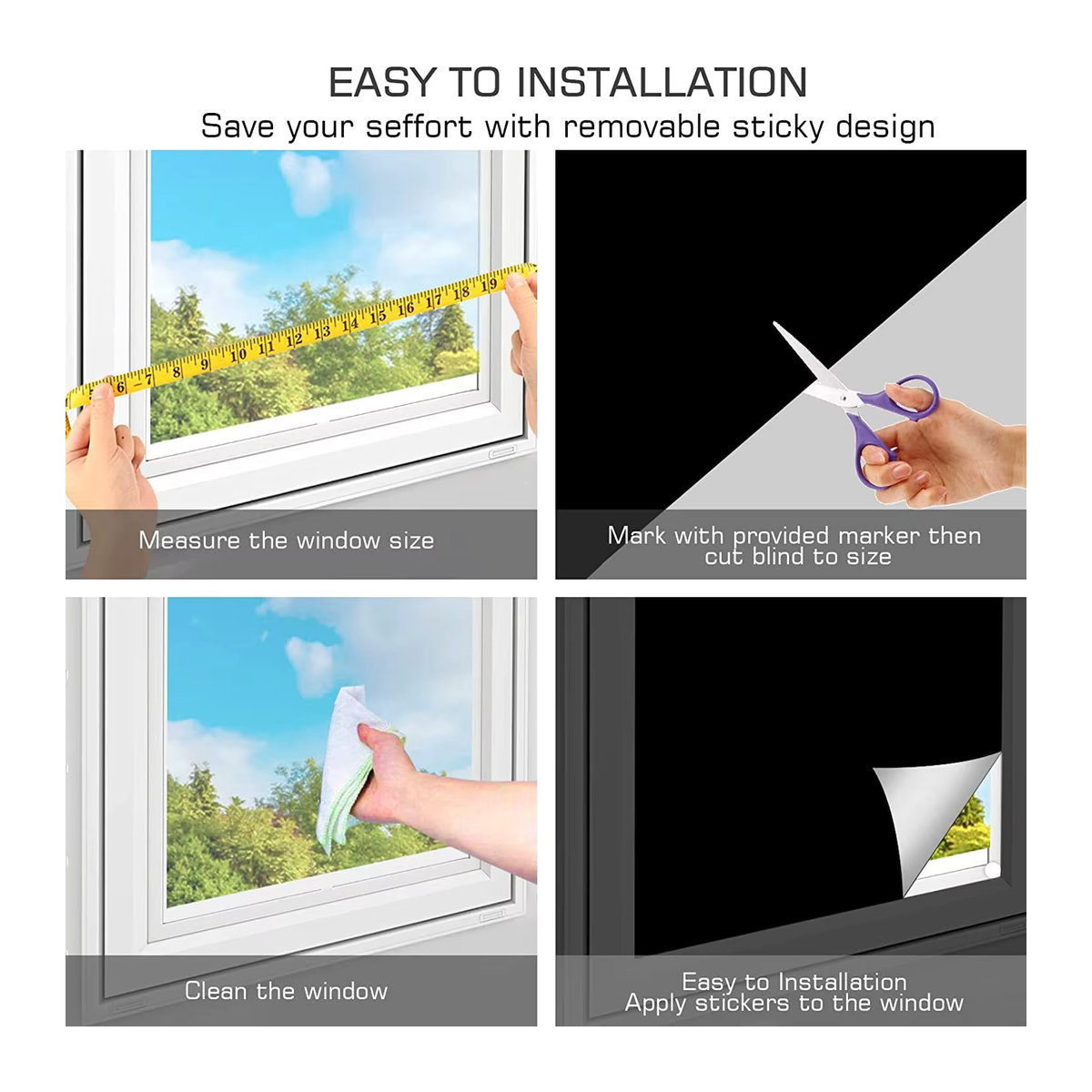 DIY Tragbarer Reise-Verdunkelungsvorhang für Fenster, Schwarzer Stoff, ohne Bohren - Bild 5