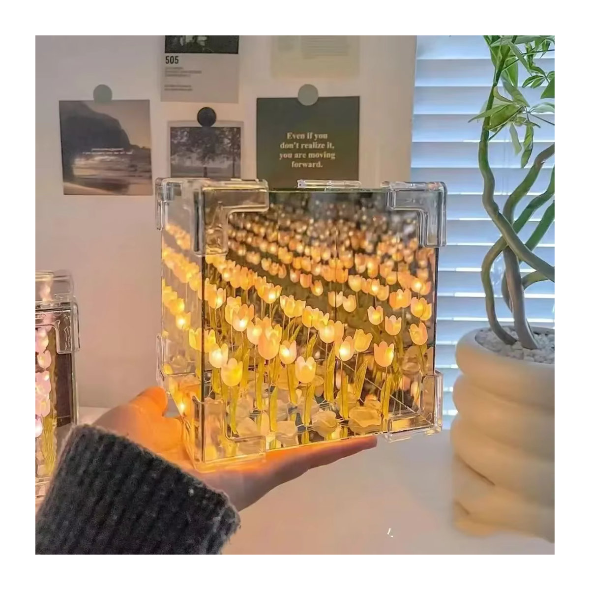 DIY Tulpe Blume Seewürfel Dreidimensionale Kleine Nachtlampe Materialpaket in Lila und Bunt - Bild 2