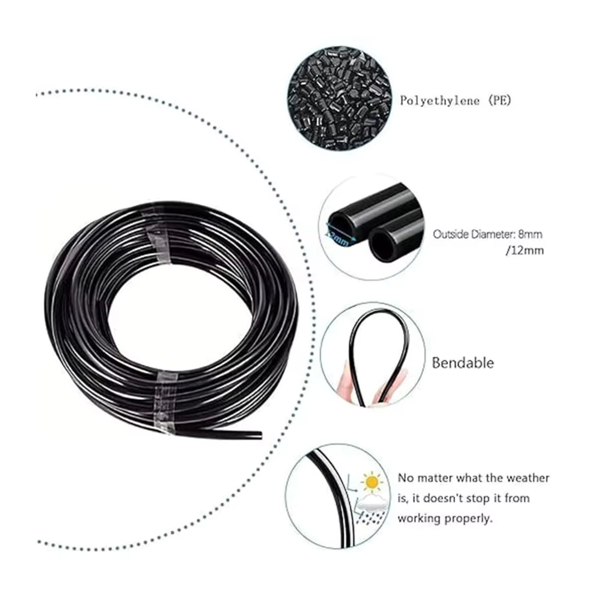 DIY Universal-Sprühgerät-Kit für automatisches Bewässerungssystem mit 360 Grad Nebelbewässerung, Schwarz - Bild 4