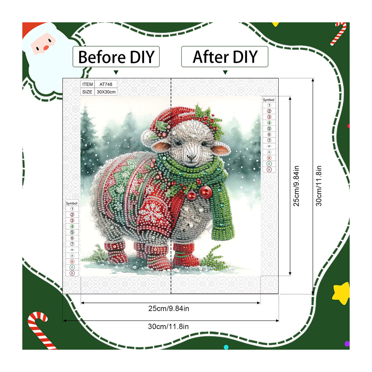 DIY Weihnachtsschaf Diamant-Malerei-Set für Anfänger und Erwachsene, mehrfarbige Wanddekoration aus Kunststoff in unregelmäßiger Form - Bild 2