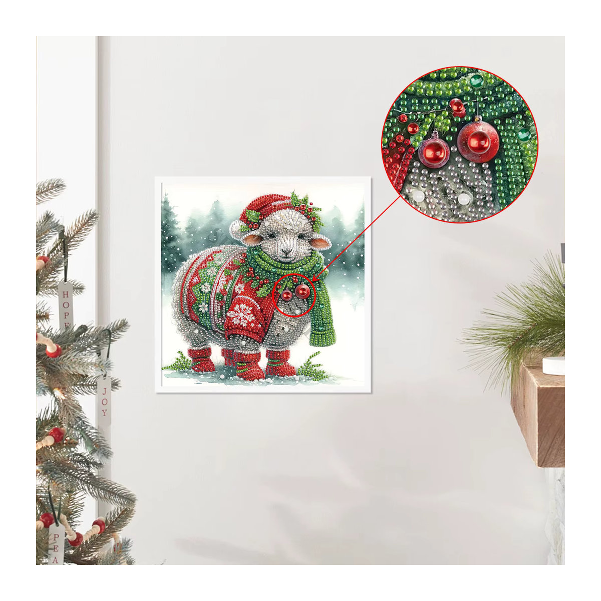 DIY Weihnachtsschaf Diamant-Malerei-Set für Anfänger und Erwachsene, mehrfarbige Wanddekoration aus Kunststoff in unregelmäßiger Form - Bild 4
