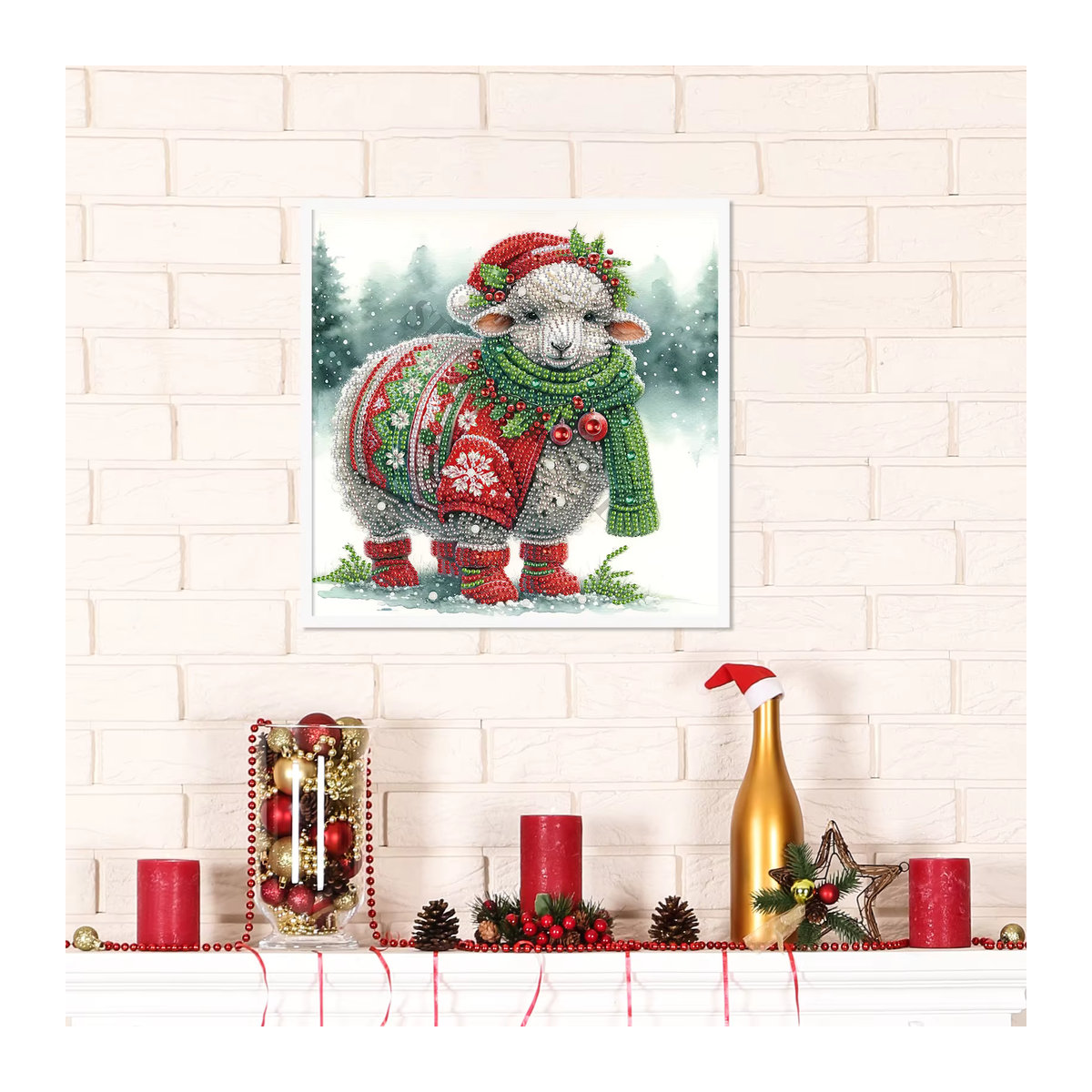 DIY Weihnachtsschaf Diamant-Malerei-Set für Anfänger und Erwachsene, mehrfarbige Wanddekoration aus Kunststoff in unregelmäßiger Form - Bild 5
