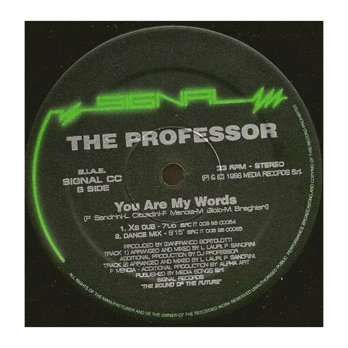 DJ PROFESSOR - You Are My Words Vinyl Schallplatte Signal 1996 Italien Dance & Electronica Schwarz Durchmesser: 30,48 cm - Bild 1