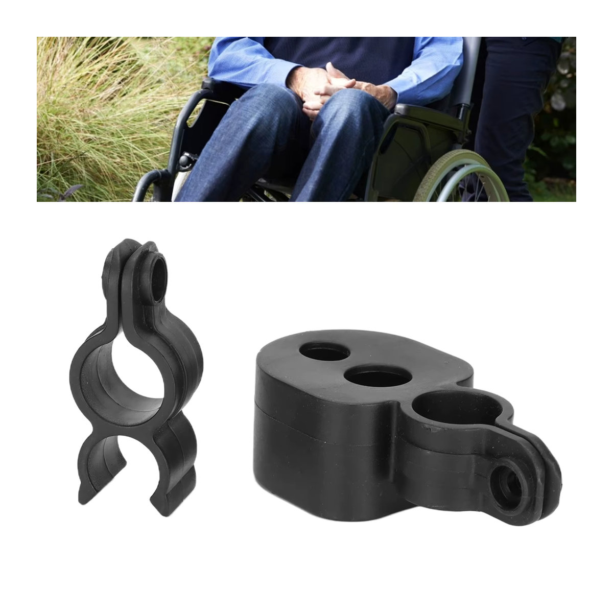 DOACT Gehstockhalter für Rollstuhl und Elektro-Roller in Schwarz - Bild 3