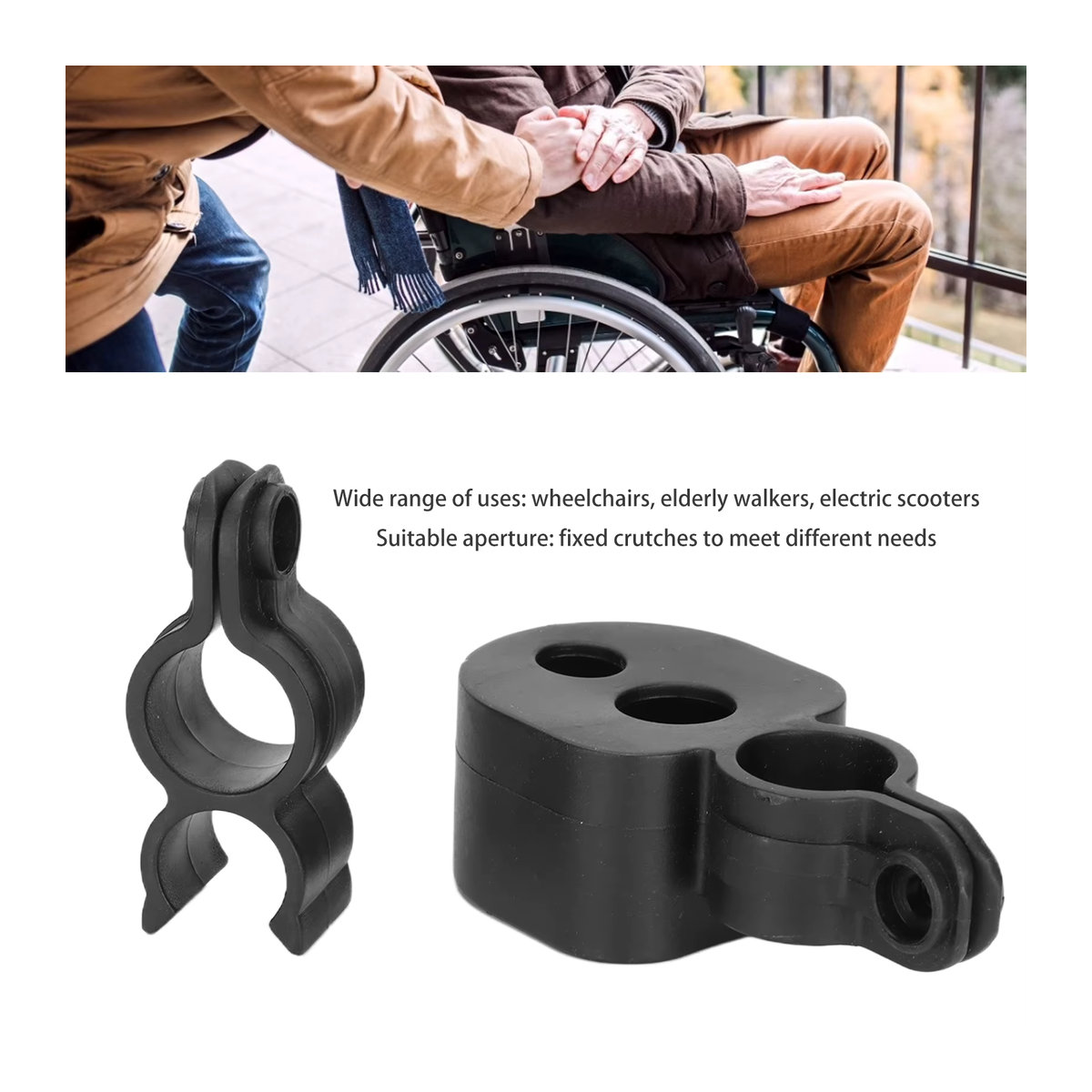 DOACT Gehstockhalter für Rollstuhl und Elektro-Roller in Schwarz - Bild 5