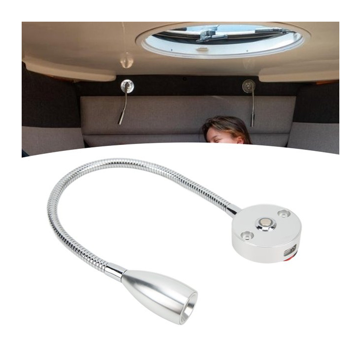 DOACT LED Leselampe mit flexiblem Schwanenhals und 3 einstellbaren Farben in Schwarz oder Silber - Bild 1