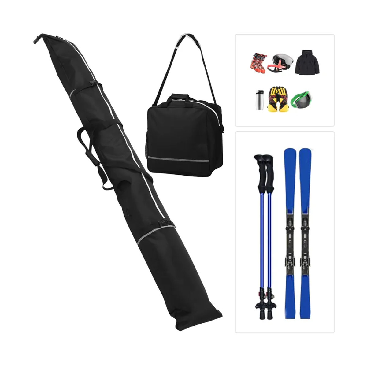 DOACT Wasserdichtes Snowboard-Taschen-Set mit Skischuh-Aufbewahrungstaschen in Schwarz - Bild 2