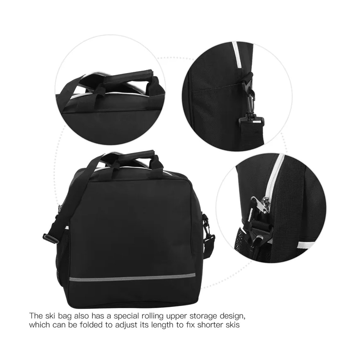 DOACT Wasserdichtes Snowboard-Taschen-Set mit Skischuh-Aufbewahrungstaschen in Schwarz - Bild 5